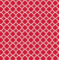 24" Red and White Quatrefoil (Laminated) Vinyl By The Foot