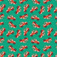 12" Vintage Christmas Truck Pattern Vinyl By The Foot