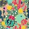 PRE-MASKED Floral Cactus Heat Transfer Vinyl By The Foot
