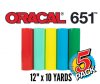 Oracal 651 Permanent Vinyl 12" x 10 Yard 5 Pack