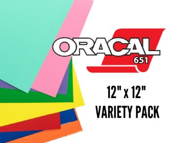 Starter Pack Oracal 651 Permanent Vinyl 12 Popular Colors 12 sheets