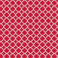 24" Red and White Quatrefoil (Laminated) Vinyl By The Foot