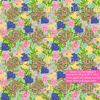 12" Sea Turtles on Mint (Laminated) Vinyl By The Foot