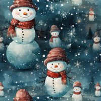 24" Vintage Snowman Pattern Vinyl By The Foot